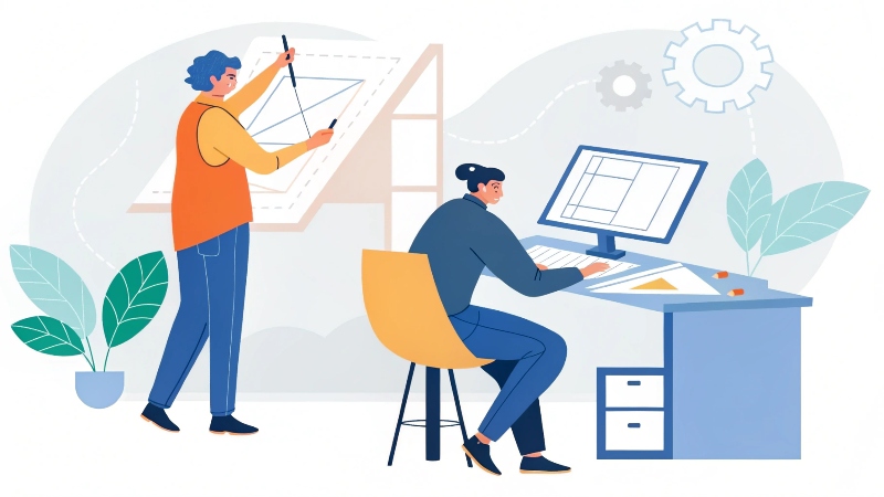 A designer placing artwork onto a packaging design template