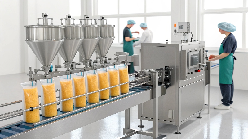 Manual and automatic filling of stand up pouches Filling a stand up pouch